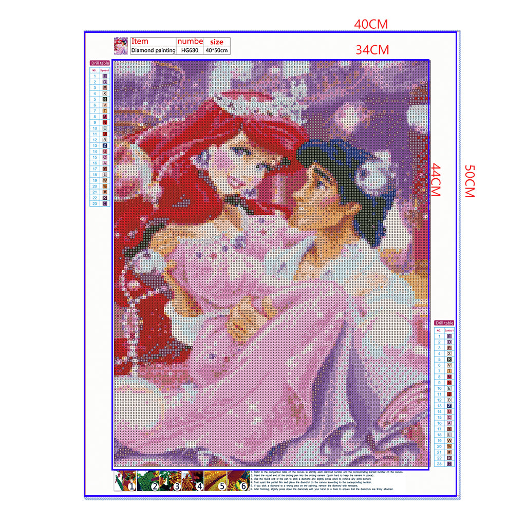 Full Diamond Painting kit - Ariel and her prince (16x20inch)