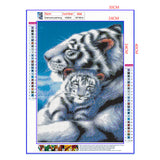 Full Diamond Painting kit - White Tiger Mother and Child