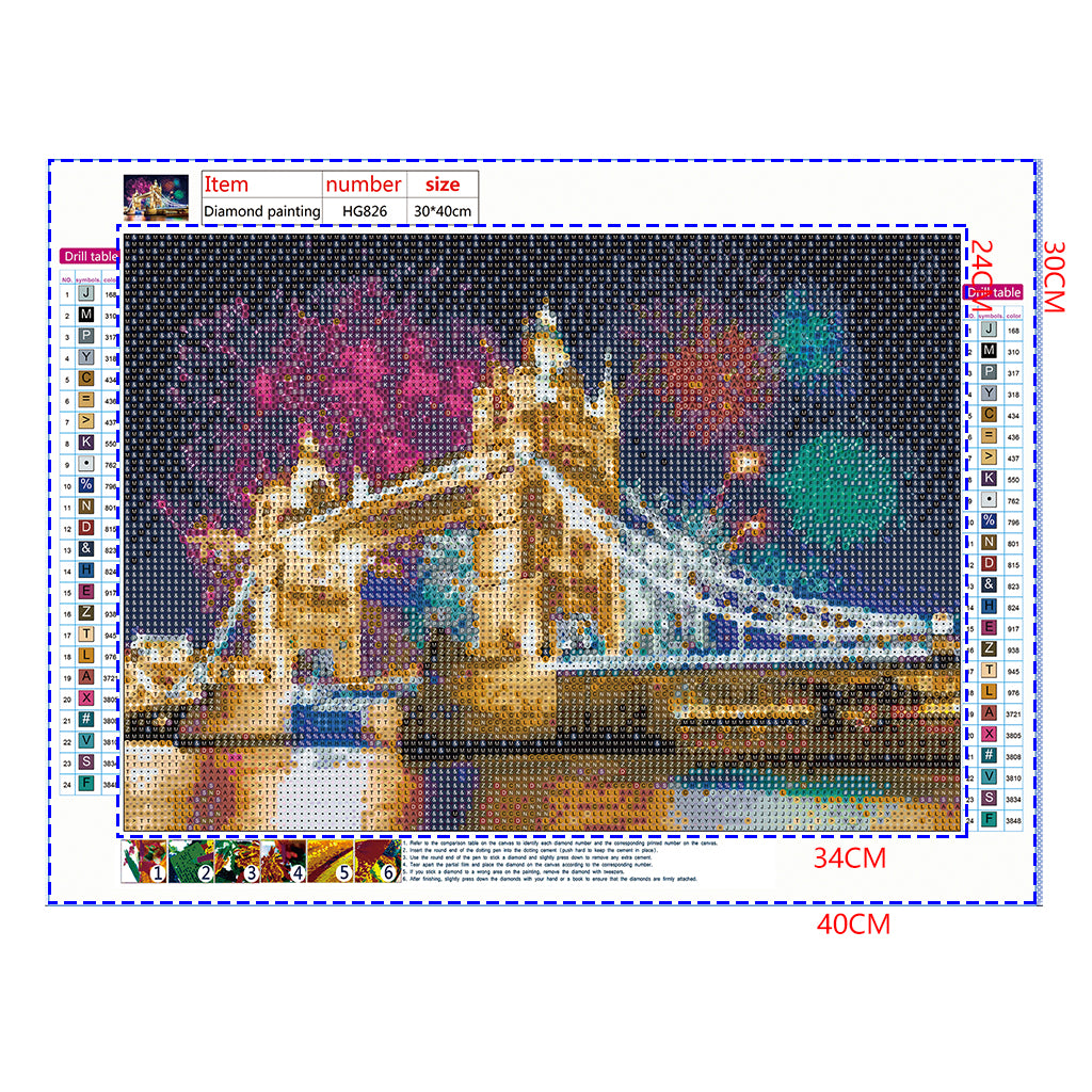Full Diamond Painting kit - Fireworks off Tower Bridge