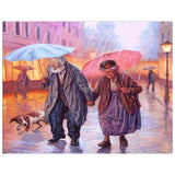 Full Diamond Painting kit - Old couple walking in the rain