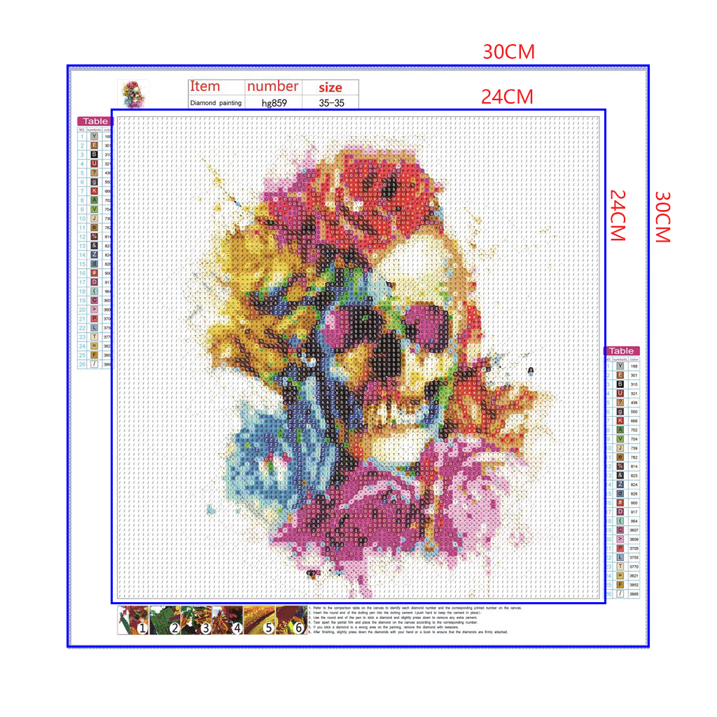 Full Diamond Painting kit - Flower and skull