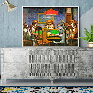 Full Diamond Painting kit - Dogs play cards together