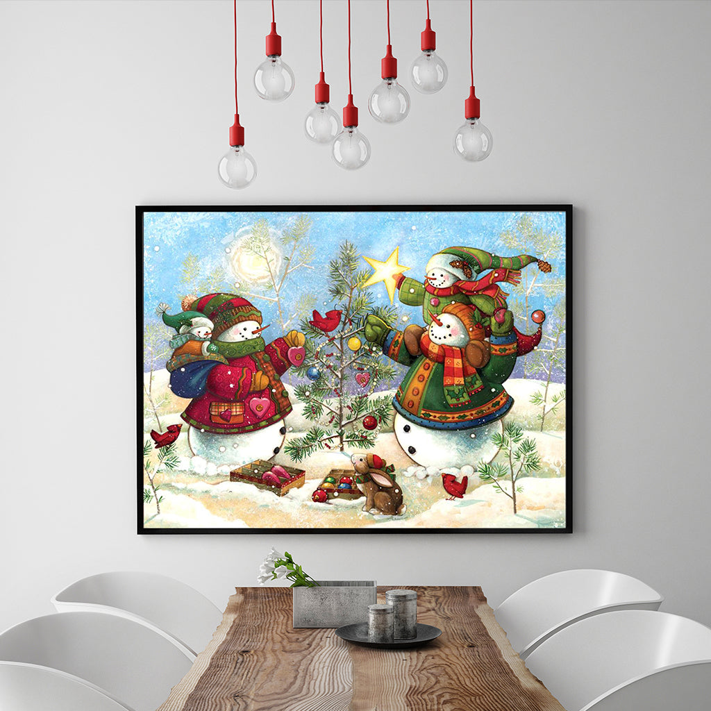 Full Diamond Painting kit - Christmas snowmen together for Christmas