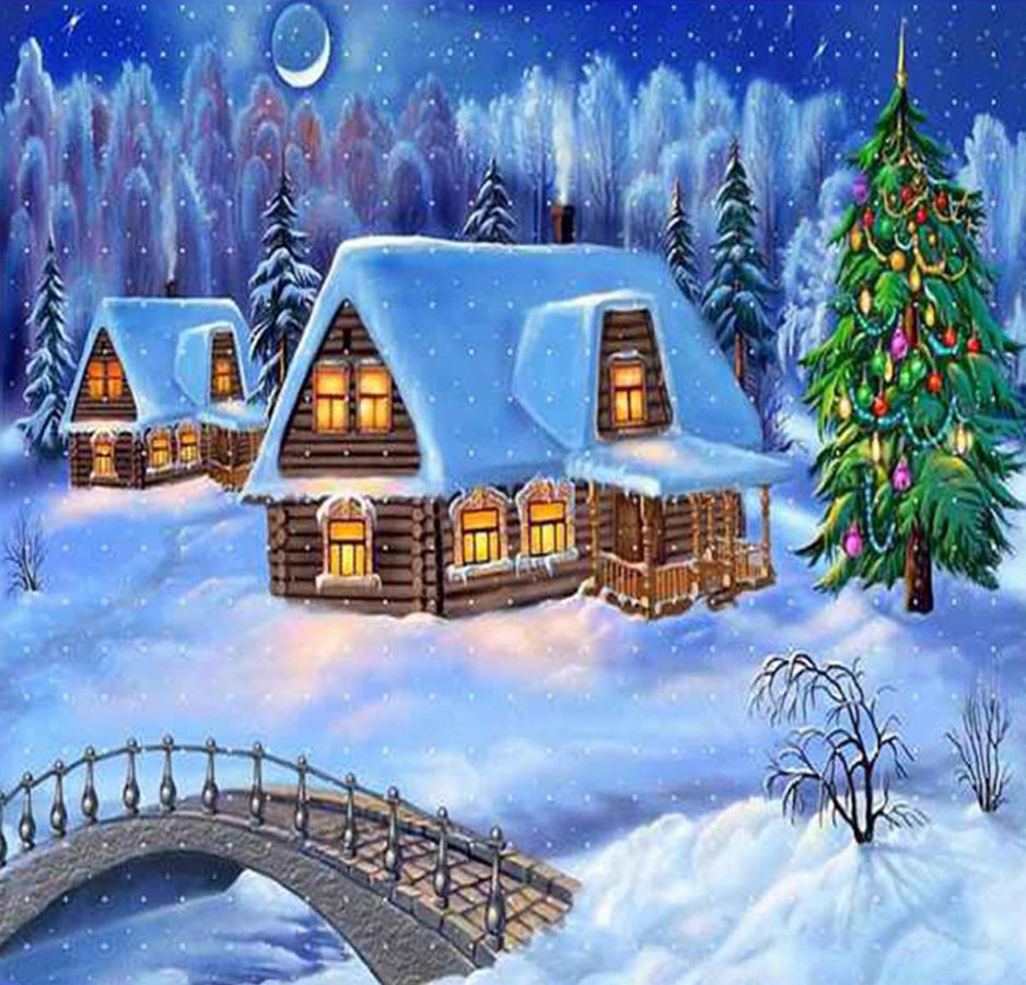 Full Diamond Painting kit - Christmas snow scene