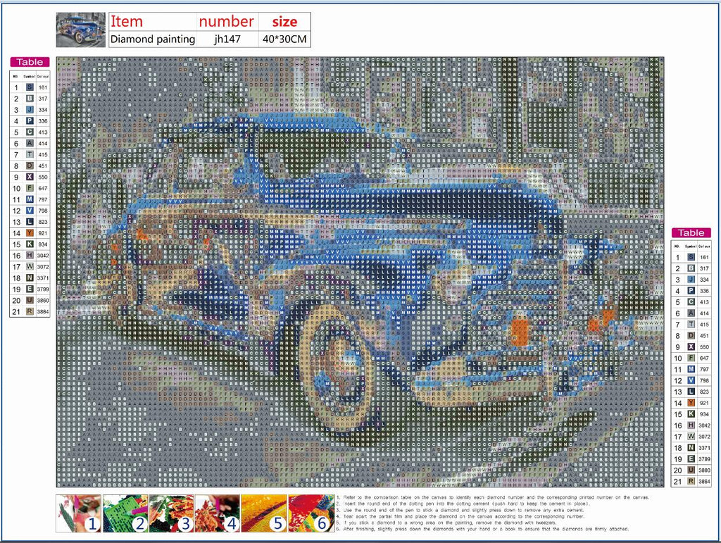 Full Diamond Painting kit - Blue cool car