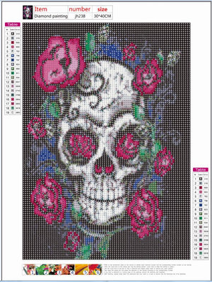 Full Diamond Painting kit - Flower on skull