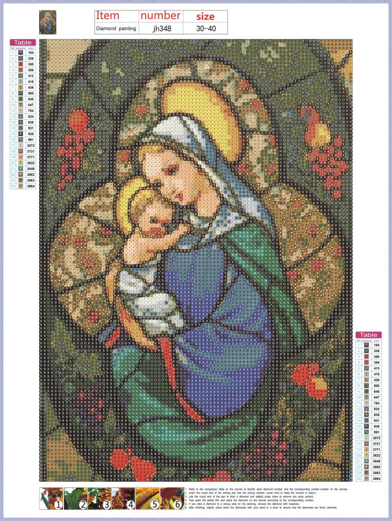 Full Diamond Painting kit - Mary and baby jesus
