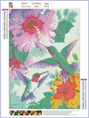 Full Diamond Painting kit - Hummingbird and flower