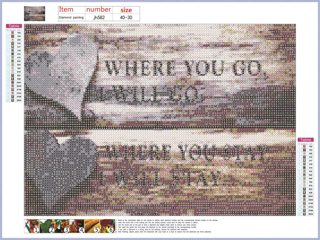 Full Diamond Painting kit - Where you go, I will go. Where you stay, I will stay