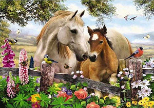 Full Diamond Painting kit - Horses family