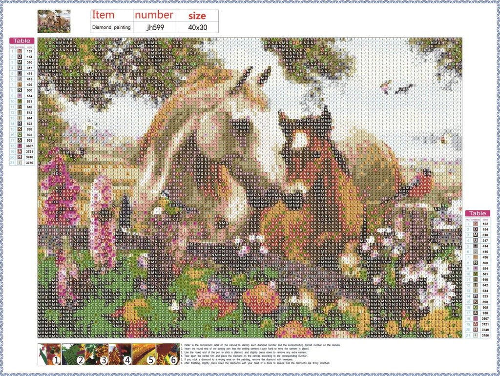 Full Diamond Painting kit - Horses family