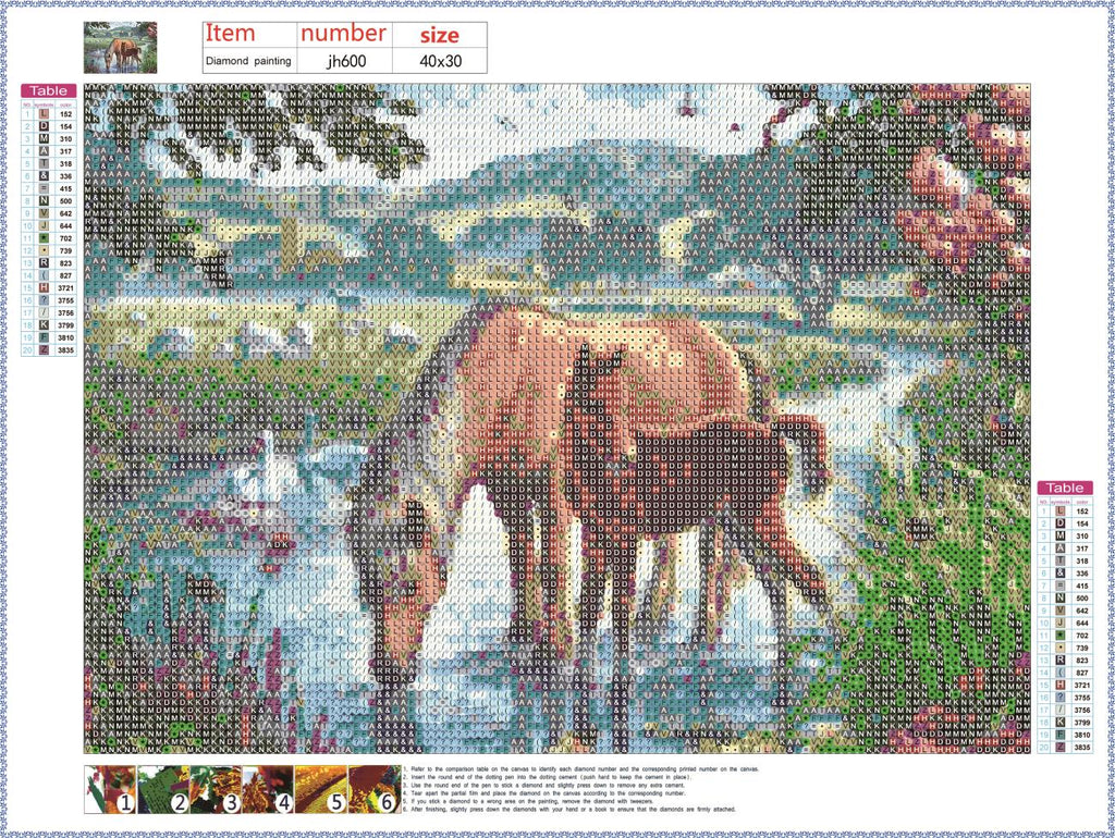 Full Diamond Painting kit - Horses family