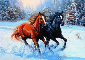 Full Diamond Painting kit - Horses family
