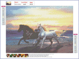 Full Diamond Painting kit - Horses family