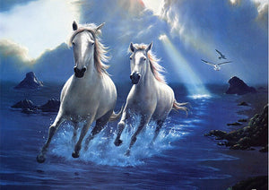 Full Diamond Painting kit - White horses