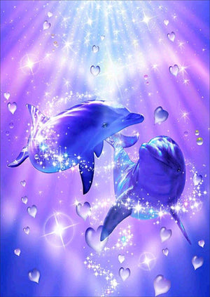Full Diamond Painting kit - Dolphins in love