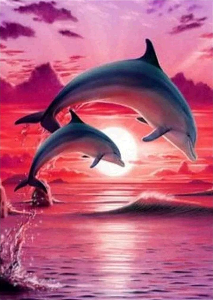 Full Diamond Painting kit - Dolphins in love