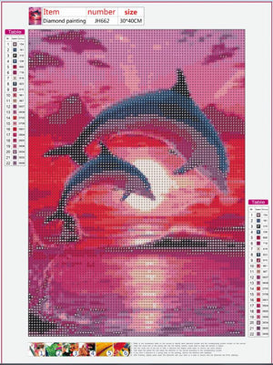Full Diamond Painting kit - Dolphins in love