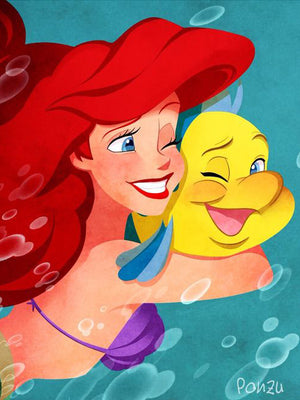 Full Diamond Painting kit - Ariel and flounder