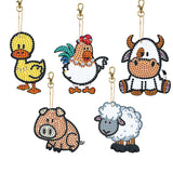 5 Pieces DIY Diamond Painting Keychains Kit, 5D Special Shaped Diamond Diamond Art Key Chain Ornaments, Creative Handmade Gifts