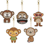 5 Pieces DIY Diamond Painting Keychains Kit, 5D Special Shaped Diamond Diamond Art Key Chain Ornaments, Creative Handmade Gifts