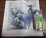MVVMTOP Diamond Art Painting Kit-Blue Dress Lady