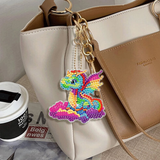 4 Pieces 5D Diamond Painting Keychains Kits Diamond Art Key Chains , DIY Art Key Pendant Ornament Art Crafts Decor