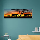 Full Large Diamond Painting kit - Elephant under the setting sun