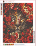 Full Diamond Painting kit - Tiger on the flowers