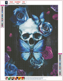 Full Diamond Painting kit - Roses and Butterflies on Skull