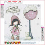 Full Diamond Painting kit - Gorjuss girl - Merry Christmas (Fox Gloves Pink)
