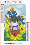 Full Diamond Painting kit - Cat on flower