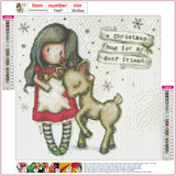 Full Diamond Painting kit - Gorjuss girl - A Christmas Hug For My Deer Friend (Rudolph)