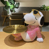 21cm high DIY Tray dog wearing sunglasses (with glue tools) - Hibah-Diamond painting art studio