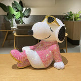 21cm high DIY Tray dog wearing sunglasses (with glue tools) - Hibah-Diamond painting art studio