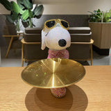 21cm high DIY Tray dog wearing sunglasses (with glue tools) - Hibah-Diamond painting art studio