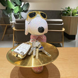 21cm high DIY Tray dog wearing sunglasses (with glue tools) - Hibah-Diamond painting art studio