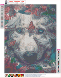 Full Diamond Painting kit - Dog on the flowers