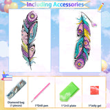 2 Pcs DIY Feather Diamond Painting Bookmark