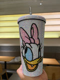 DIY Large capacity straw cup  (with glue tools)- Donald Duck Couple