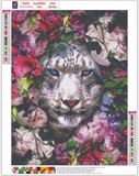 Full Diamond Painting kit - Tiger on the flowers