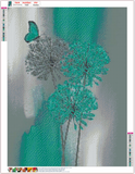 Full Diamond Painting kit - Dandelion and green butterfly