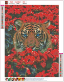 Full Diamond Painting kit - Tiger on the flowers
