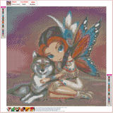 Full Diamond Painting kit - Butterfly Elf and Wolf
