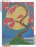 Full Diamond Painting kit - Cherry tree under the moon