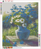 Full Diamond Painting kit - White daisies and blue daisies