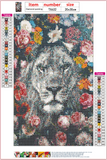 Full Diamond Painting kit - Lion on the flowers