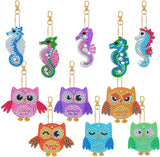 DIY Diamond Painting Keychain - Seahorse Owl Combination Keychain