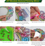 YukiArt Diamond Painting Mirror Kits, Diamond Art Makeup Mirror for Women and Kids