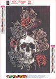 Full Diamond Painting kit - Rose and crow on the skull